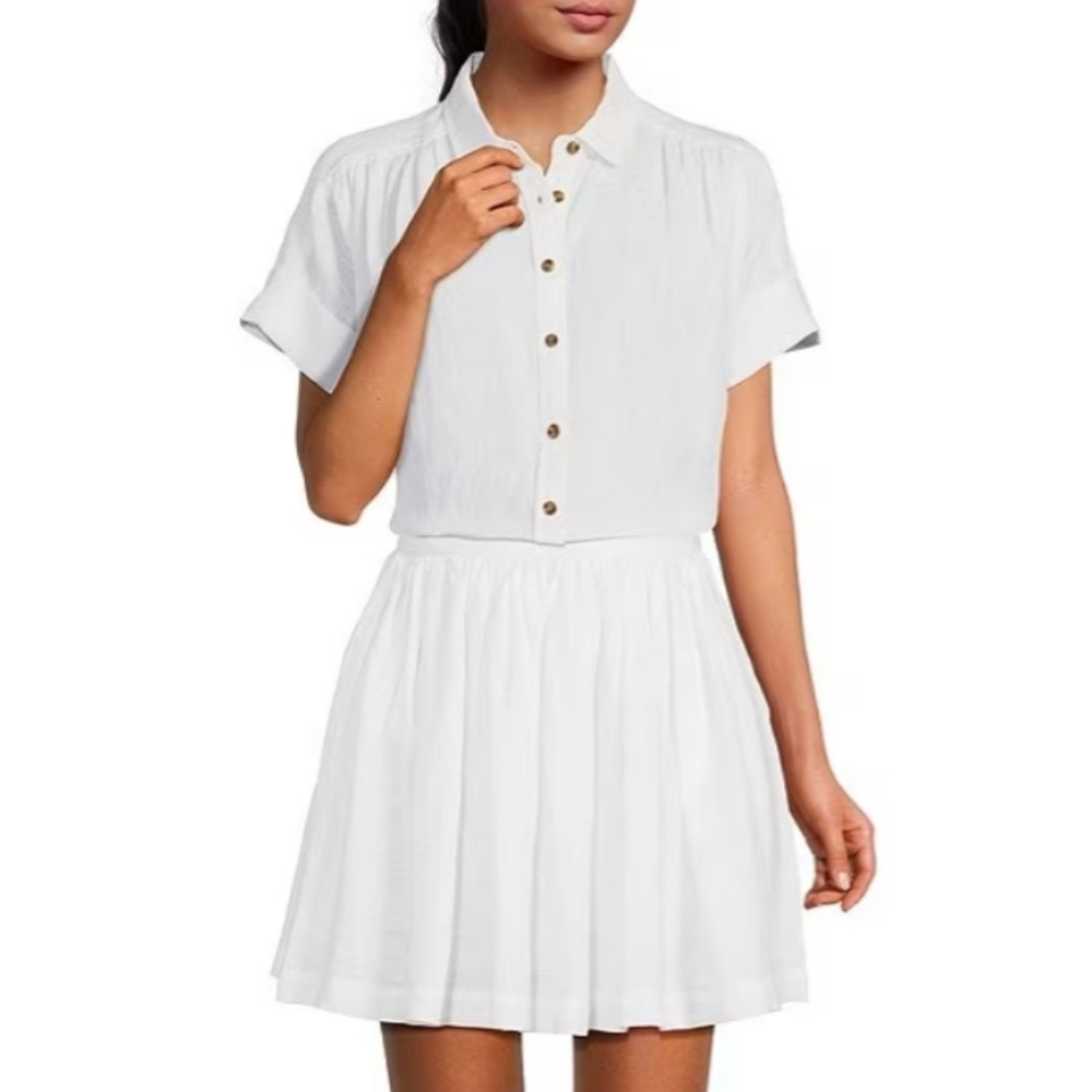 NWT a loves a White Pleated High Waist Linen Mini Skirt